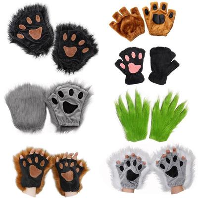 Cat Paw Fingerless Halloween Gloves - Lion Design
