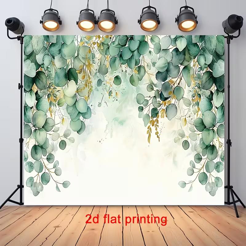 2D Watercolor Eucalyptus Garage Door Backdrop Party Photo Background Cloth