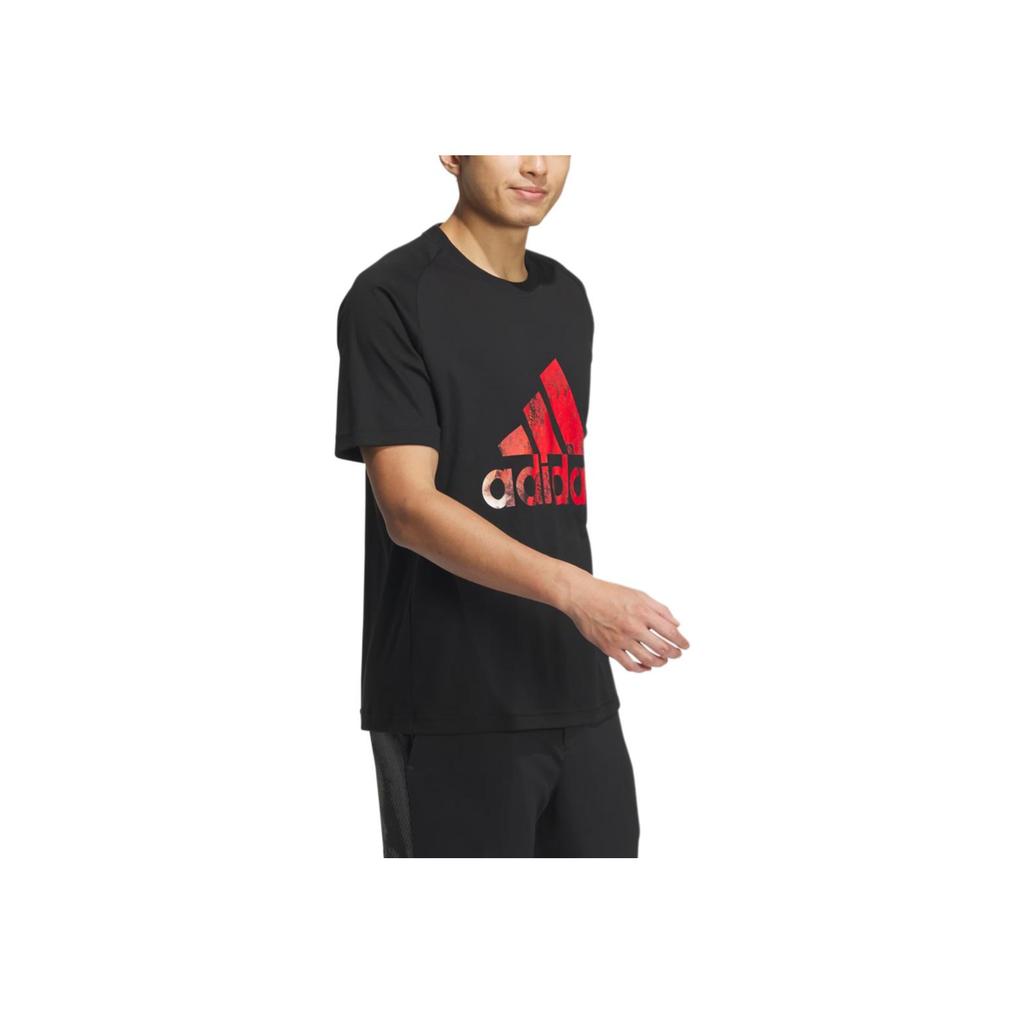 Adidas Casual Letter Round Neck Pullover Raglan Short Sleeve T-Shirt Men T-Shirts Black JF0797