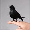 3 Pcs/set Crow Mock Bird Theme Garden Statue Sculpture Toy Feather Animal Festival Decoration Props Party Supplies Decoration