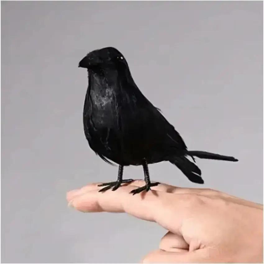 3 Pcs/set Crow Mock Bird Theme Garden Statue Sculpture Toy Feather Animal Festival Decoration Props Party Supplies Decoration
