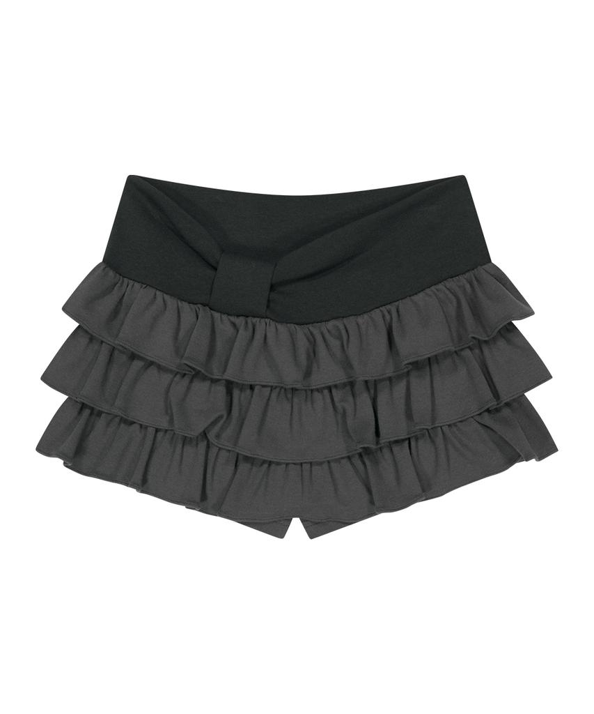Iligo Bow Tiered Skirt Pants Charcoal