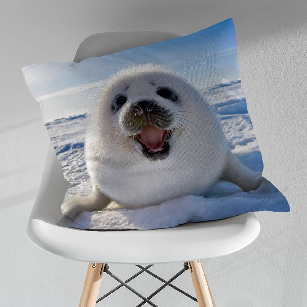 

Cute Funny Animal Seal Sea Pillowcase for Sofa Room Office Decor Printing Merchandise AllMatch Cushion Cover 30x30cm