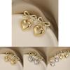 French Elegant Inspired Heart Pendant Earrings With Accent Bowknot
