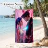 Rumi & Jinu Custom Name Printed Beach Towel Personalized Soft Towel For Swimming Beach Travel