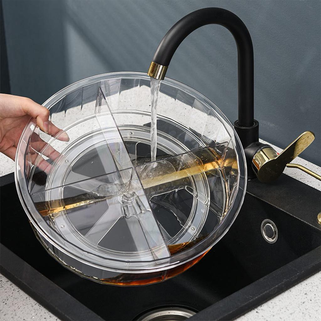 Aufbewahrungsdrehteller Transparent Rund PET Drehbarer Gewürz-Organizer Tablett für Küche Snacks Kosmetik