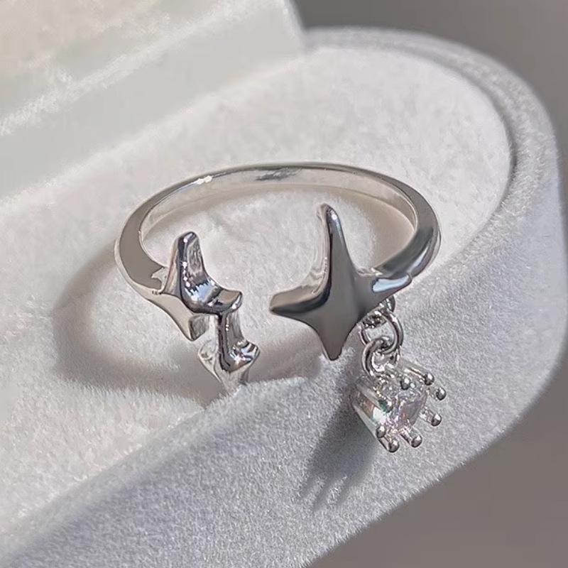 Classic Twist Chain Open Rings For Women Zircon Stainless Steel Geometric Twist Wrapped Couple Ring Wedding Aesthetic
