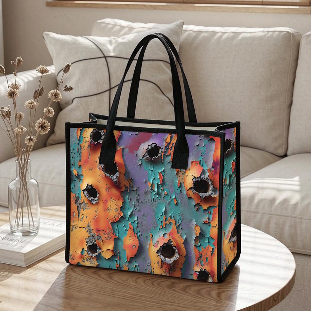 Vintage Grunge Art Tote Bag Durable Casual Daily Handbag for Women Fashion Trendy Large Capacity Shoulder Bag for Shopping Outdoor Travel