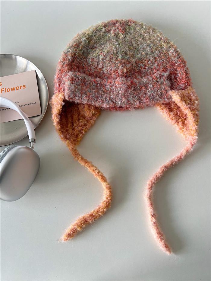 Hat Winter Female Gradual Change Show Face Small Ear Protector Wool Hat Warm Knitted Hat Versatile Cold Hat Tide