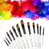 6PCS Wood Oil Brush, Acrylic Paint Brush, Flexible Bristles, Comfortable To Hold, Suitable for Painting Graffiti, Art Creation
