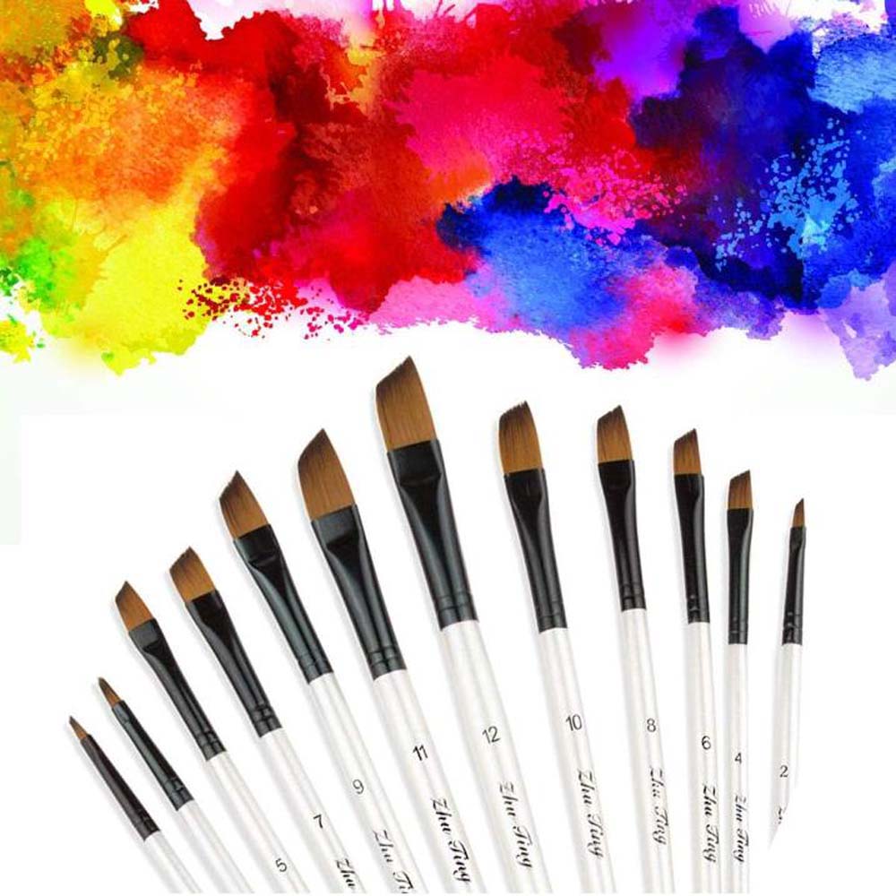 6PCS Wood Oil Brush, Acrylic Paint Brush, Flexible Bristles, Comfortable To Hold, Suitable for Painting Graffiti, Art Creation