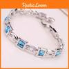 Fashion Silver Jewelry Plated Princess Cut Girl Elegant Crystal Charm Bracelet