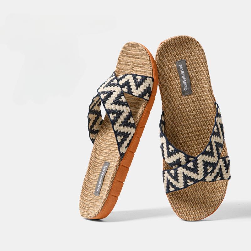Summer Linen Slippers for Women 36-45 Flat Sandals Lightweight Eva Home Slippers