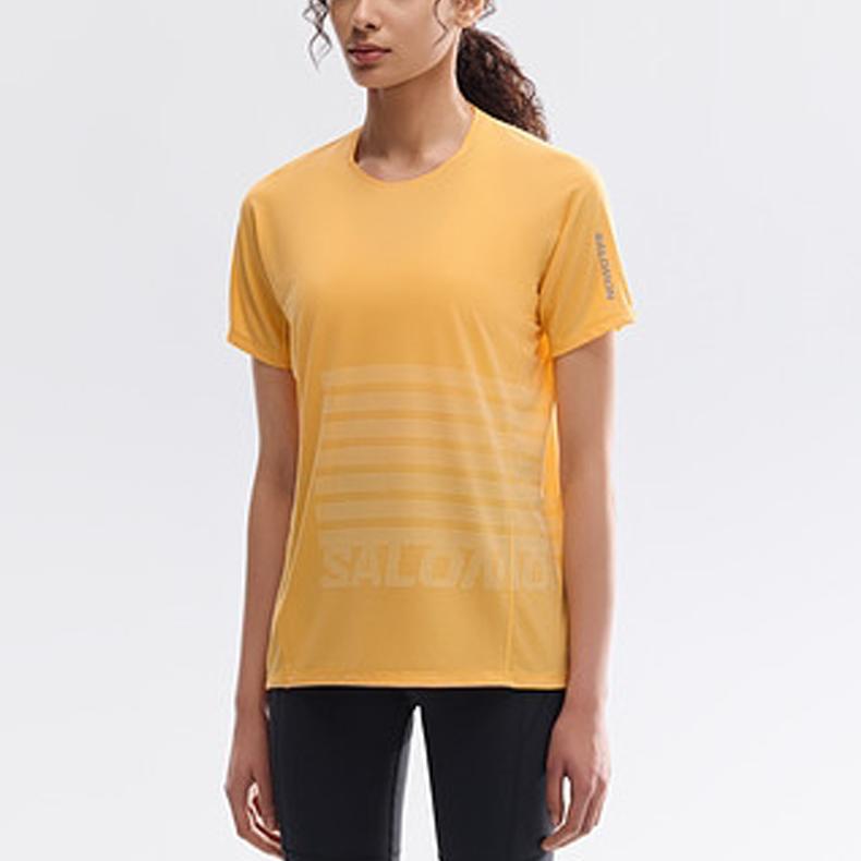 Salomon Sense Aero Ss Tee Gfx Outdoor Lightweight Round Neck Pullover Breathable Sports Short Sleeve Running T-Shirt Women tops C26968