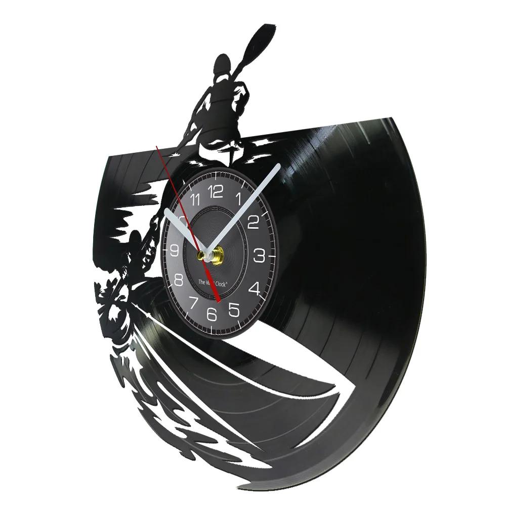 Kayak Water Sport Canoeing Vinyl Record Wall Clock Lakehouse Inspired Decor Vinyl Album Artwork Vintage Clock Watch Kayaker Gift