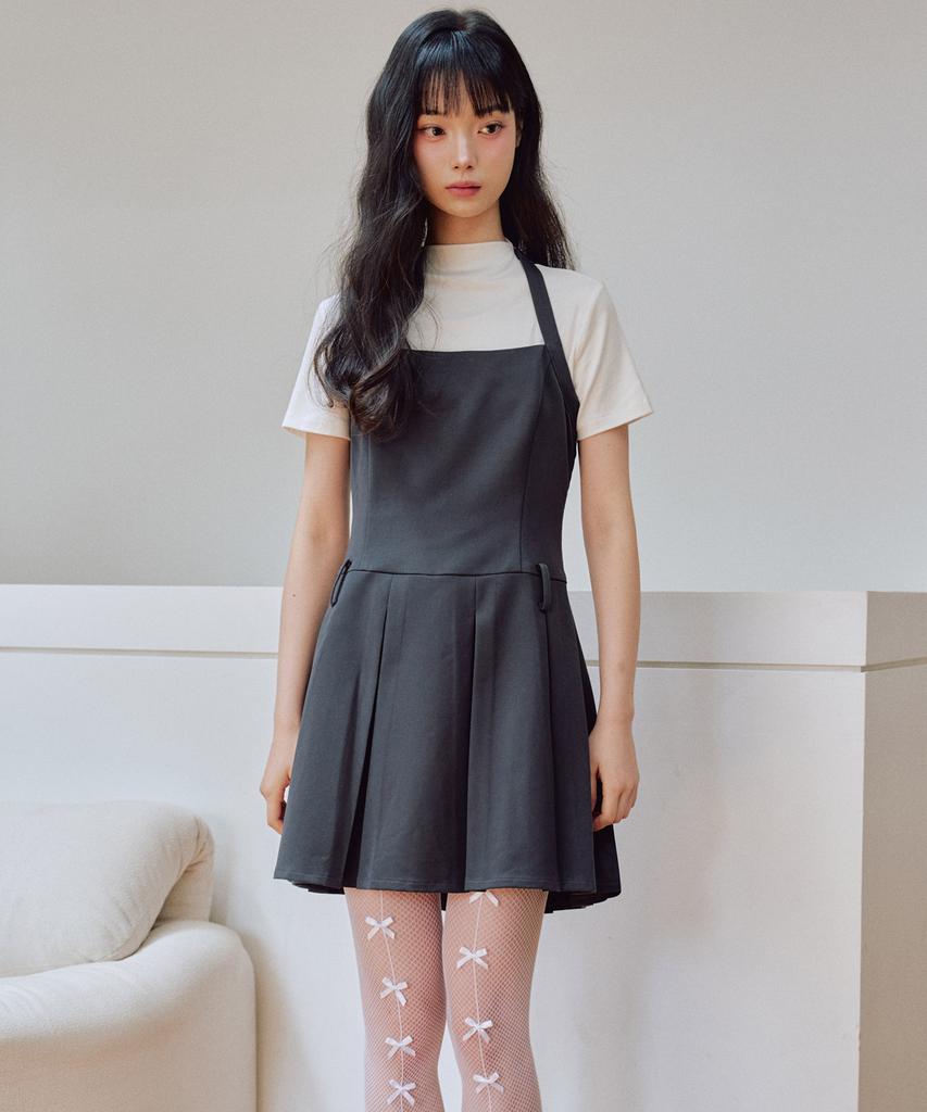 Zero Planet Darling Bustier Pleated Mini Dress [Charcoal]