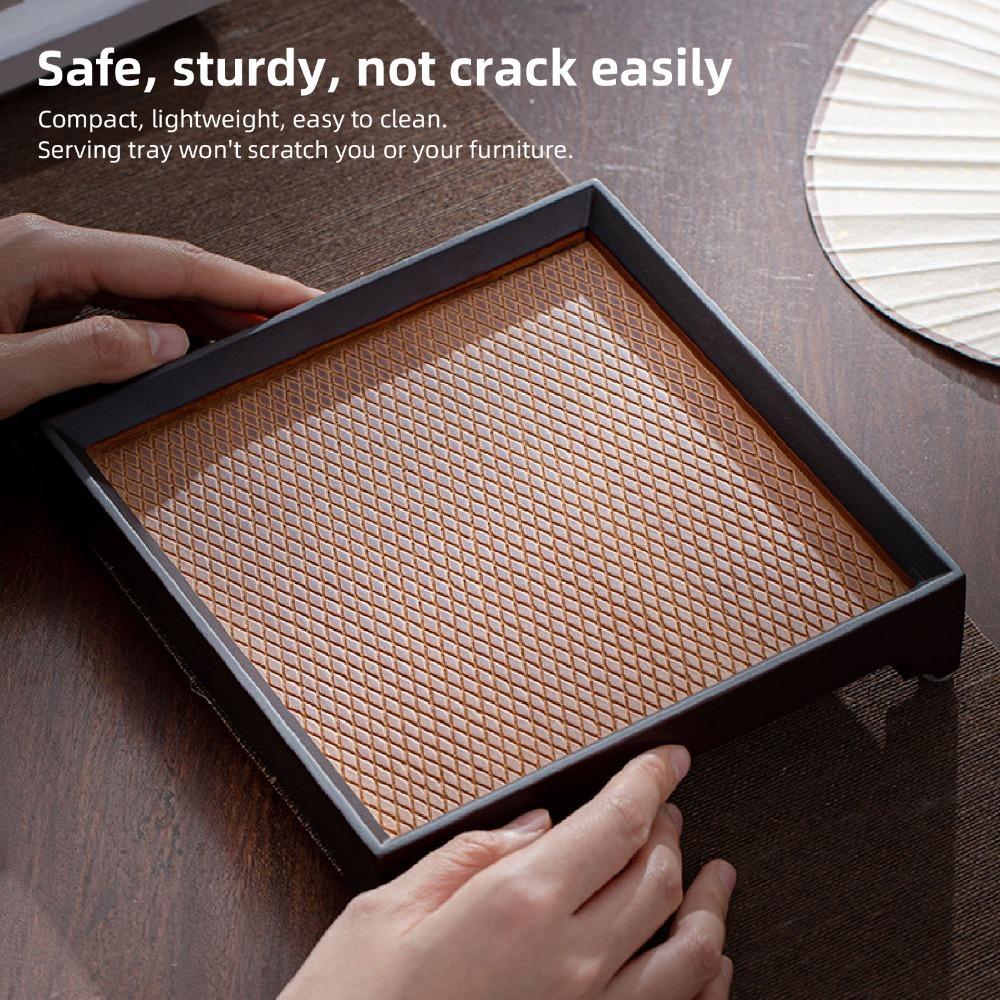 Non Slip Wooden Tea Tray 7.5in Square Dessert Serving Tray Square Serving Tray Serving Platter