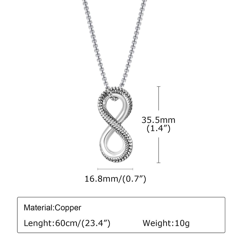 Vnox Vintage Color Infinite Symbol Snake Pattern Pendant Necklace Personalized 8-Shaped Animal Collar Jewelry