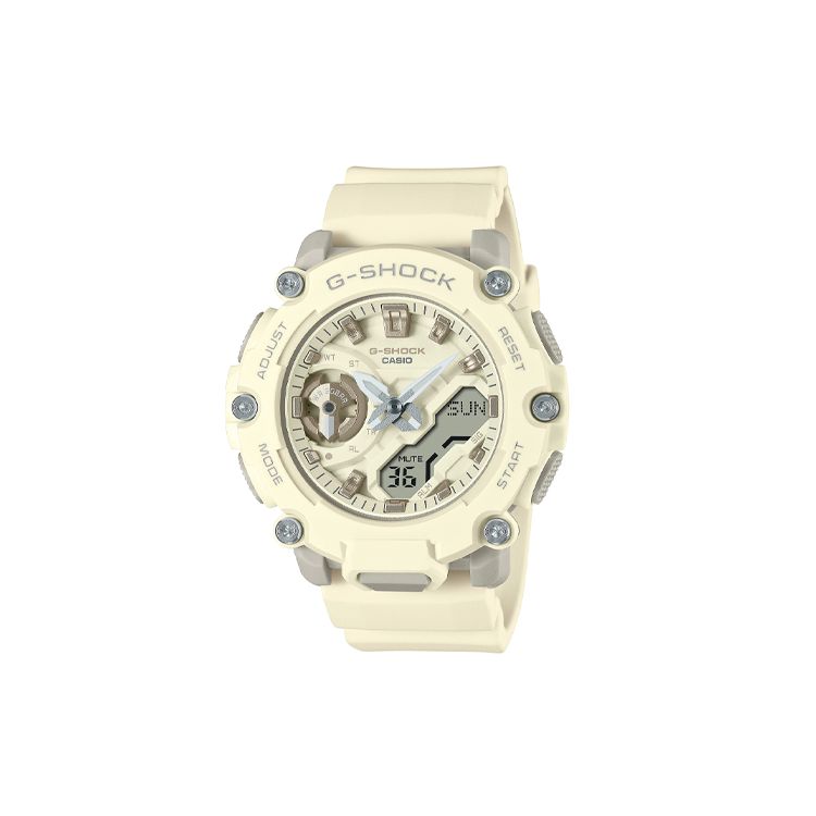 

Casio G-Shock Series Carbon Fiber Core Outdoor Sports Luminous Dual Display Slim Quartz Watch Resin Strap Women watches White GMA-S2200-7AJF White Dial