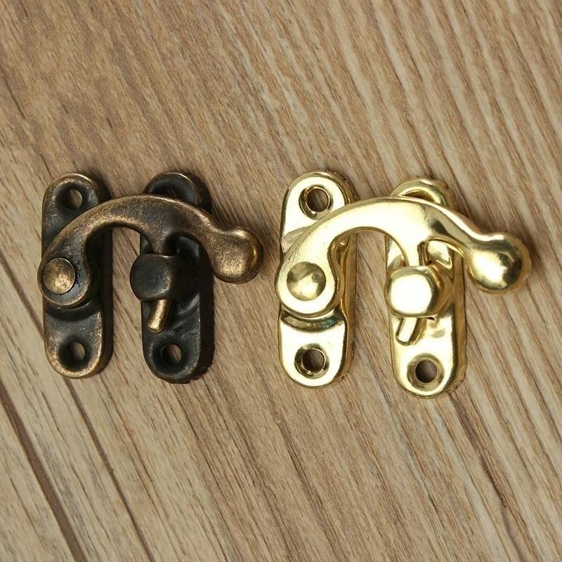 10PCS 32x27mm Antique Bronze Iron Padlock Hasp Hook Lock for Mini Jewelry Wooden Box with Screws Furniture Hardware