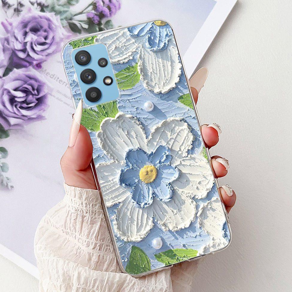 For Samsung A32 5G Case SM-A326B Clear Cute Cat Fashion Funny Painted Back Cover For Samsung Galaxy M32 5G Phone Case SM- M326B