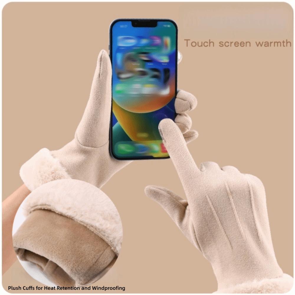 Thick Plush Gloves  Outdoor Guantes Winter Warm Touchscreen Gloves  Women