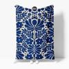 Navy Blue Floral pattern Flannel printed blanket suitable for all seasons suitable for living room office sofa and travel