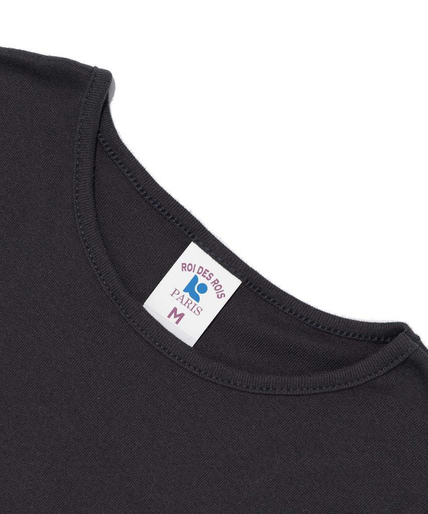 ROIDESROIS Like You Minimal Lettering Crop Short Sleeve T-Shirt (Navy)