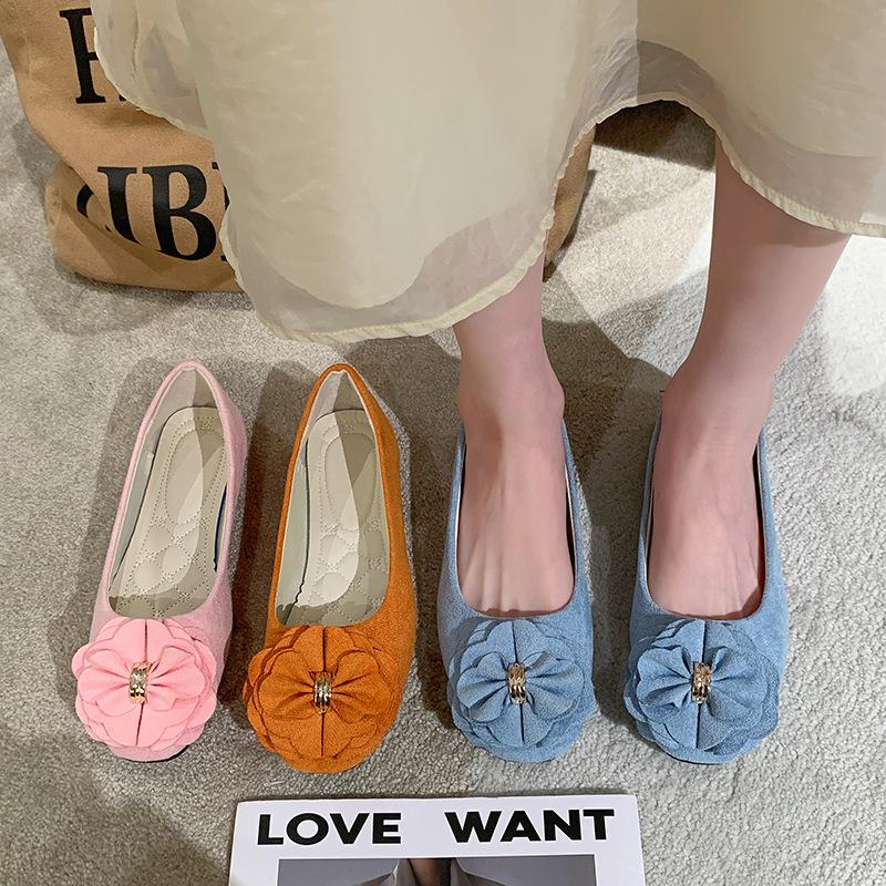 Women Girls Solid Big Size Slip On Flat Shallow Comfort Casual Single Shoes