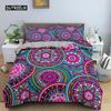 Mandala Duvet Cover Set King Polyester Tie Dye Paisley Quilt Cover Purple Boho Hippie Trippy Floral Exotic Style Bedding Set