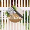 And Black Whimsical White Bow Door Decor Wreath With Rustic Wooden Beads Tassels And