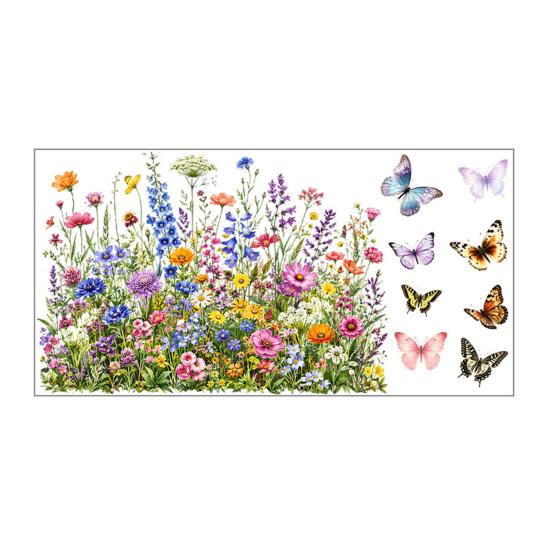 Non Adhesive Glass Cling Flowers And Butterflies Static Sticker, Floral Window Clings, Decorative Sticker for Home Storefront Decor Store Decoration,