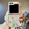 Flower Pattern Clear Phone Case For Samsung Galaxy Z Flip5 Flip4 Flip6 Transparent Hard Folding Cover For Samsung Z Flip 6 5 4 3
