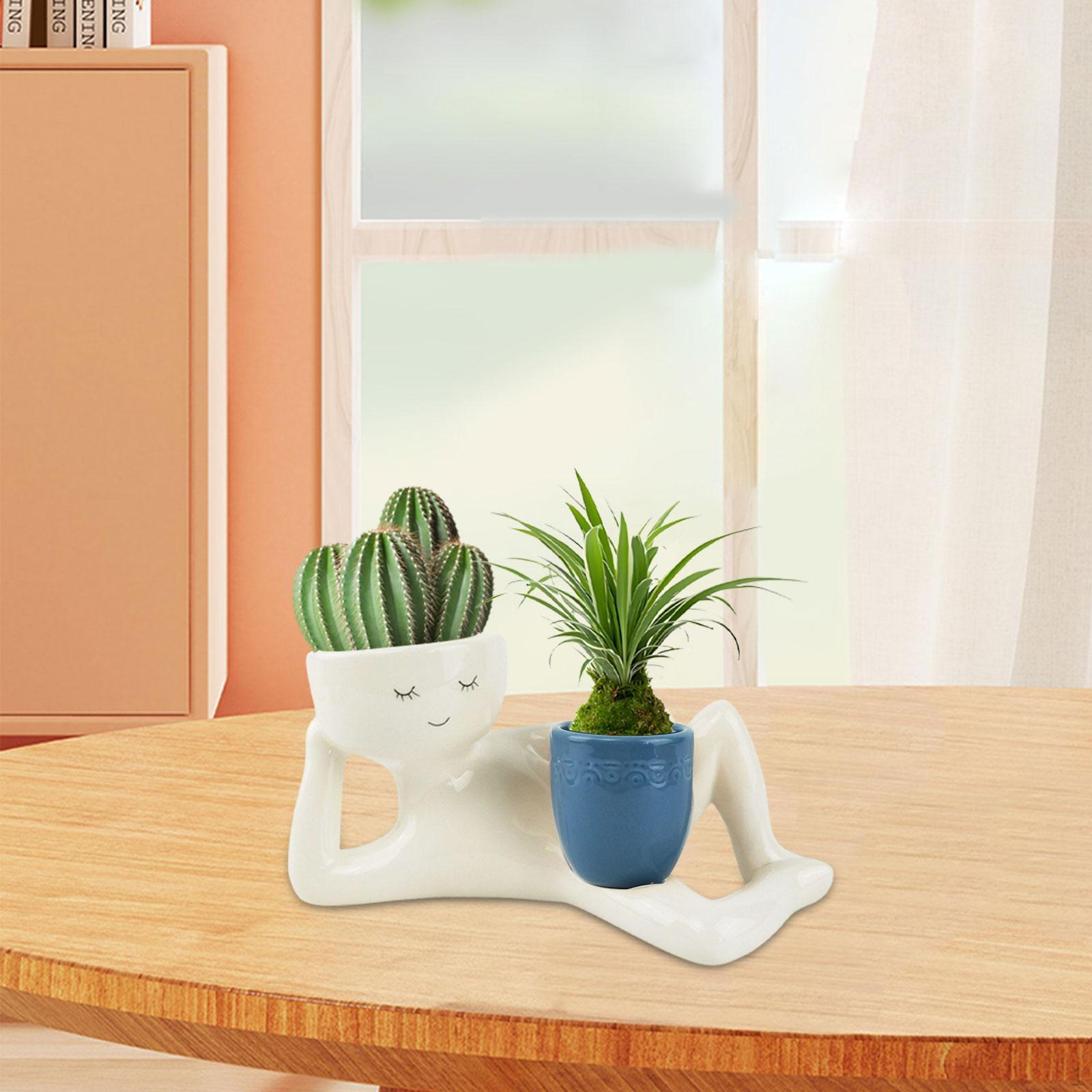 

Flower Container in Resin for Garden Decor and Home Entrance With Blue Planter