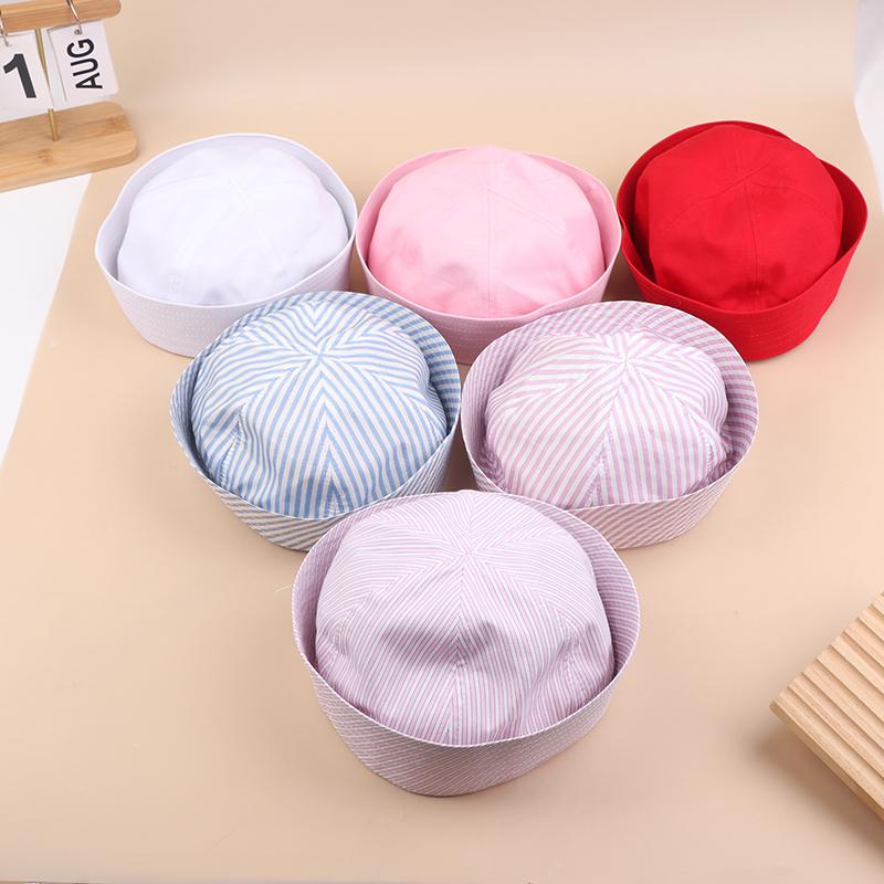 Korean Striped Sailor Hat Lovely Sweet Turn-Up Brim Dome Cap Versatile Cap Girly French Hats Cosplay Party Supplies