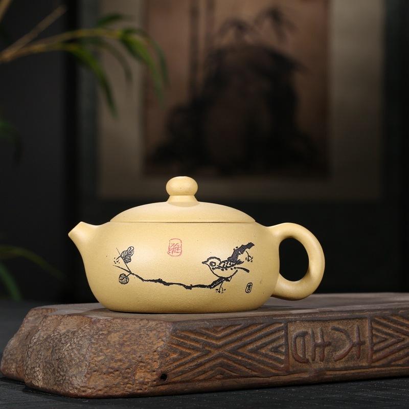 

230 мл Традиционный Исинский Чайник из Фиолетовой Глины Ручной Работы Плоский Чайник Сиши Глина Дуаньни из Сырой Руды Чайник для Заваривания Чая Чайный Набор Цзыша Посуда для Напитков