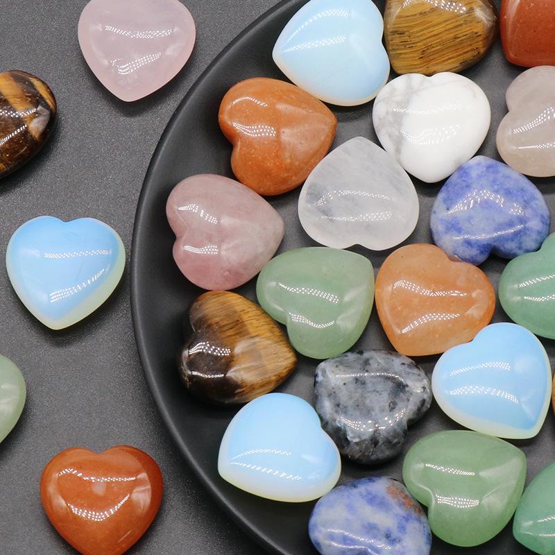1117-25mm Natural Crystal Stone Heart Ornament, No Hole, Small Nugget Shape