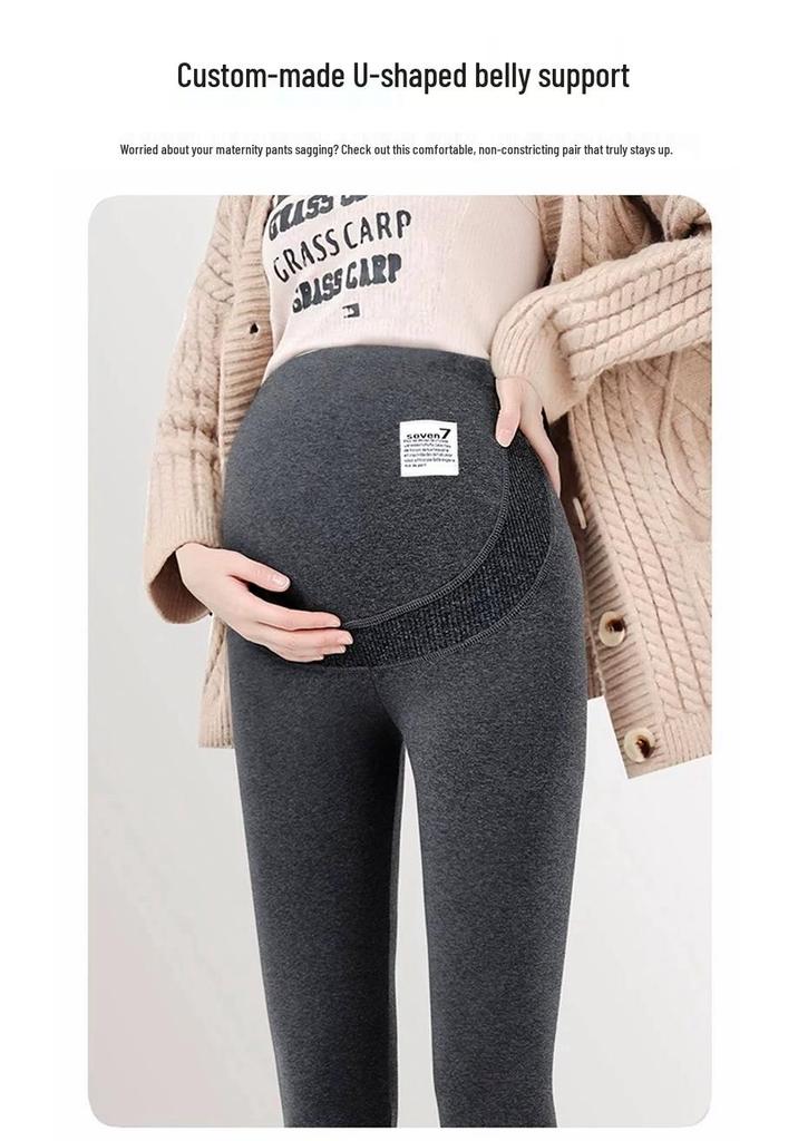 Spring & Autumn Maternity Pants, Plus Velvet, Non-Constricting Belly, 2025 Style, Thickened, Plus Size & Petite Options