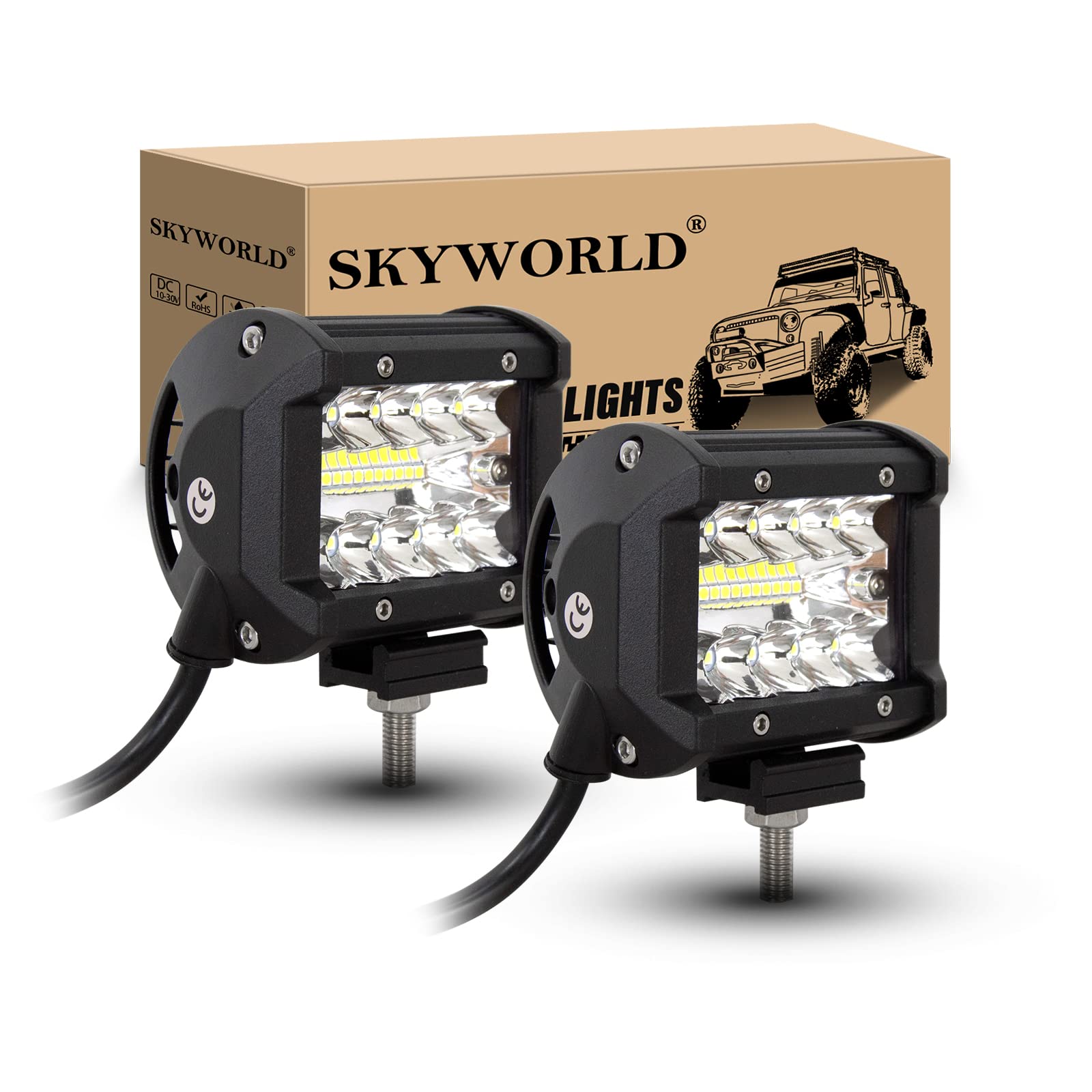 

SKYWORLD LED Light Bar, Car Auxiliary Fog Light, 60 W, Work Light, 12 V/24 2 Pcs - 4 белый