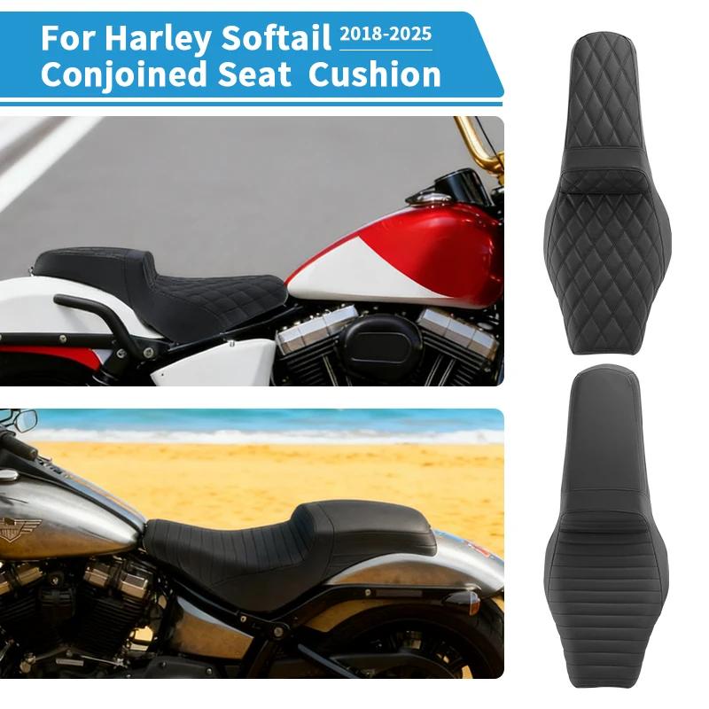 Two-Up Driver Passenger Seat For Harley Softail Standard Deluxe Street Bob 2018-2025 Motorcycle PU Leather Seat Cushions