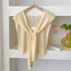 Modischer Koreanischer Gestrickter Hohlstrick-Schal Sommer Büro Falscher Kragen Halsstrick Dünnes Geknotetes Cape Schulterschal Für Damen