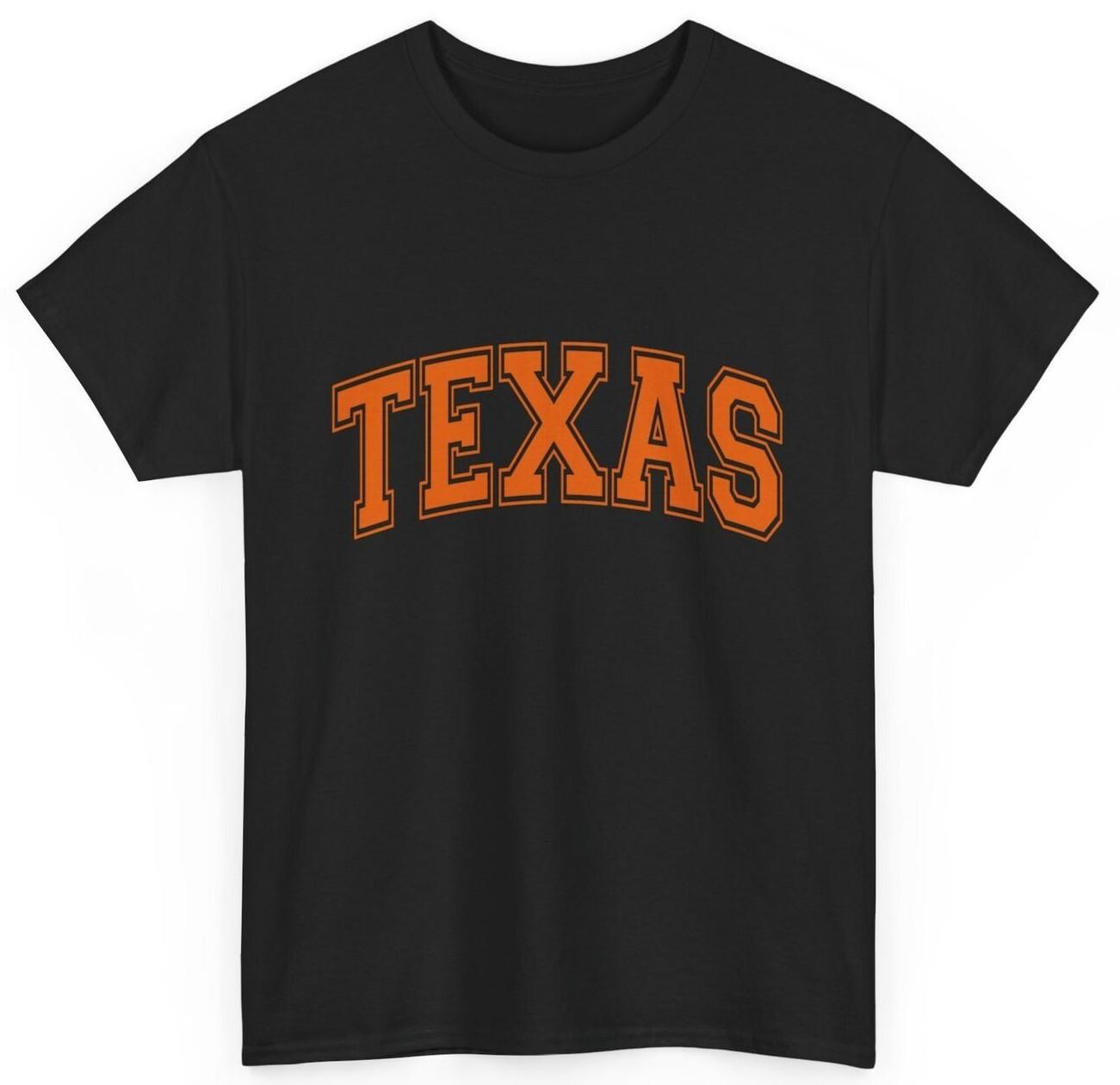 Texas TX Varsity Style Orange Text T-shirt XXL
