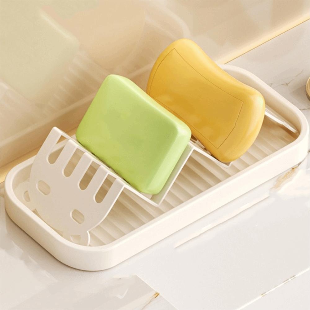 Stable Base Self Draining Soap Tray Detachable Panda Soap Rack Soap Sponge Holder Home Use 7.60x3.35x1.57 in белый