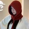 Einfarbige Strickmütze Schal Vielseitig Warm Winddicht Überziehmütze Damen Herbst und Winter Wollmütze