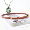 Women's Retro Korean Leather Belt - Black, Simple & Versatile Thin Waist Accessory for Skirts, Shirts, Trousers.