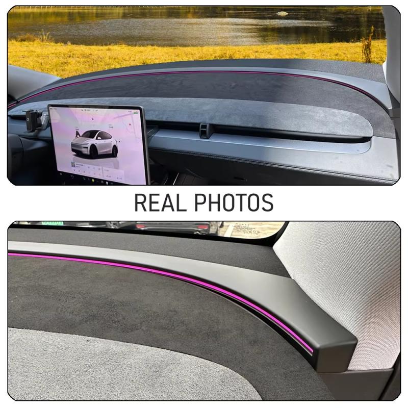 Suede Dashboard Anti-UV Mat For Tesla Model Y Juniper 2025-2026 Model 3 Highland 2024-2026 Center Console Sunshade Protector Pad