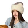Cute Cat Ears Mixed Color Plush Knitted Hat for Women In Autumn and Winter Sweet Face-showing Small Woolen Hat Warm Ear Protection Hat