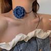 Novo Clipe de Cabelo Flor em Tecido Jeans Azul Mulheres Doce Legal Tiras Colar com Pingente Meninas Acessórios de Cabelo da Moda