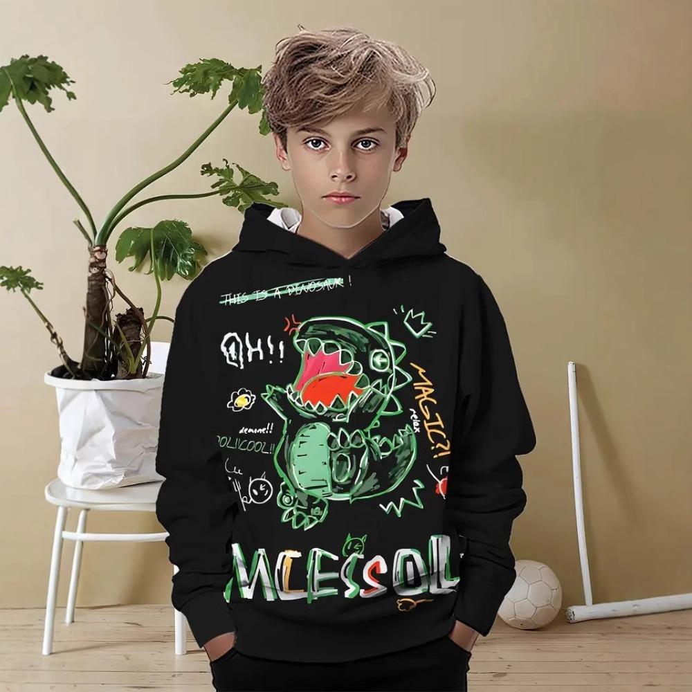 

Children s Cute Dinosaur Pattern 3D Digital Printing Boy s Hooded Sweatshirt 110