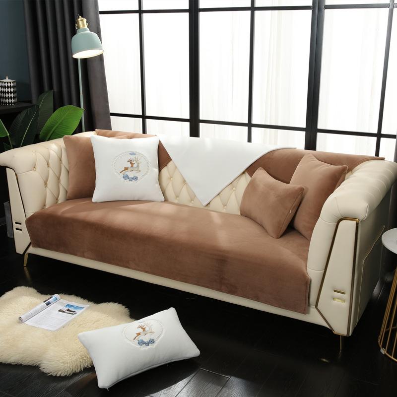 Sofa Cushion Plush Winter Leather Sofa Cushion Non-Slip Thickened Fur Simple Modern Cover Cloth